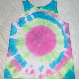 Bullseye Pink x Green x Blue tie dyed tee